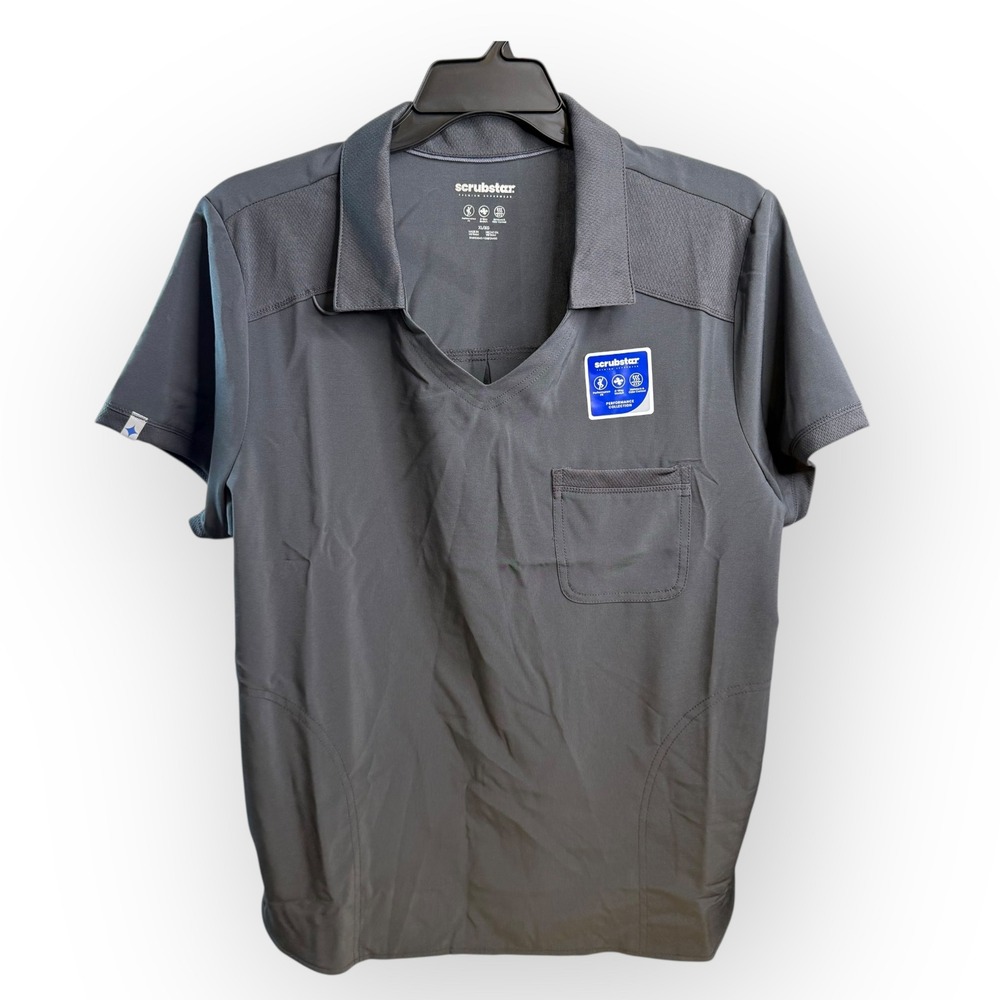 Scrubstar Performance Collar Top‎ Moisture Wicking Scrub Gray XL